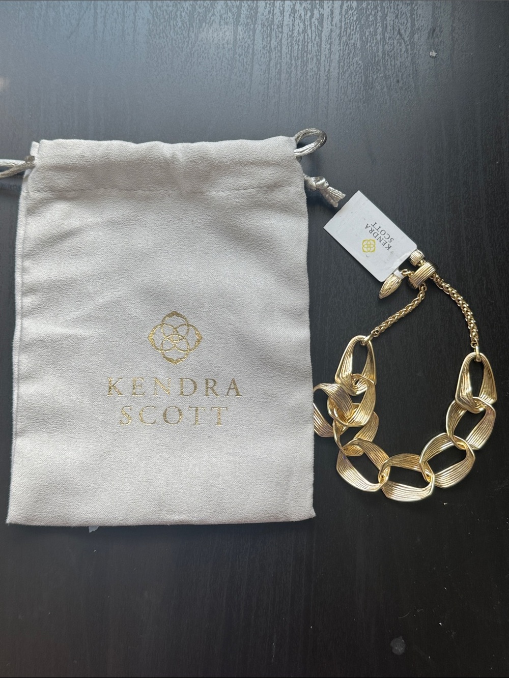 NEW Kendra Scott Kira chain gold bracelet adjustable slide $98 gift NWT jewelry